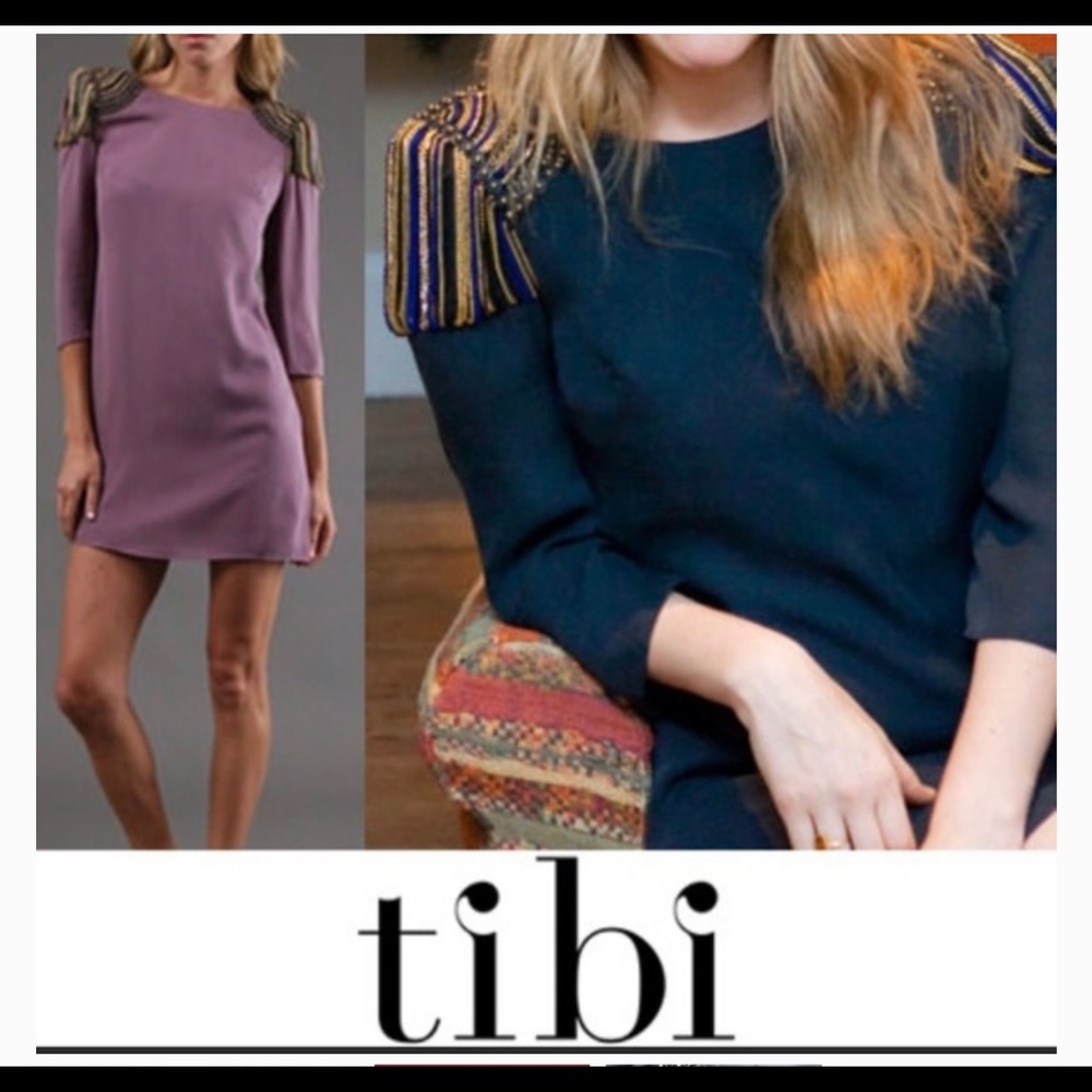 Tibi Lavender Silk Nile Bead Chain Shoulder Dress